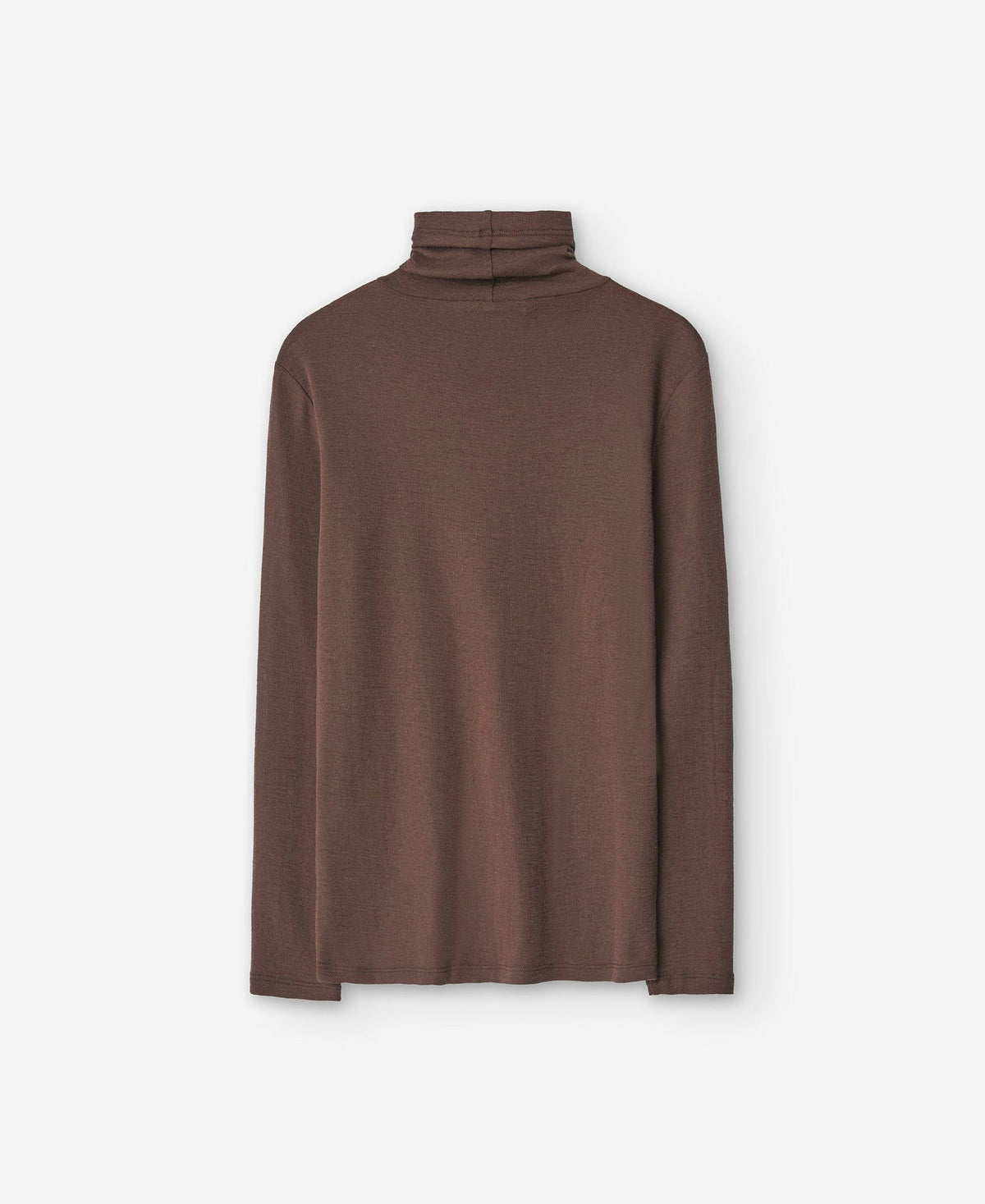 Taupe Merino Wool High Neck Top For Women