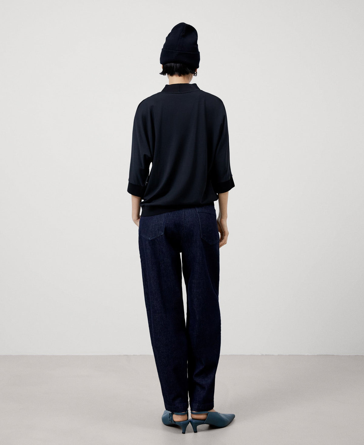 Black Viscose V-Neckline Blouse