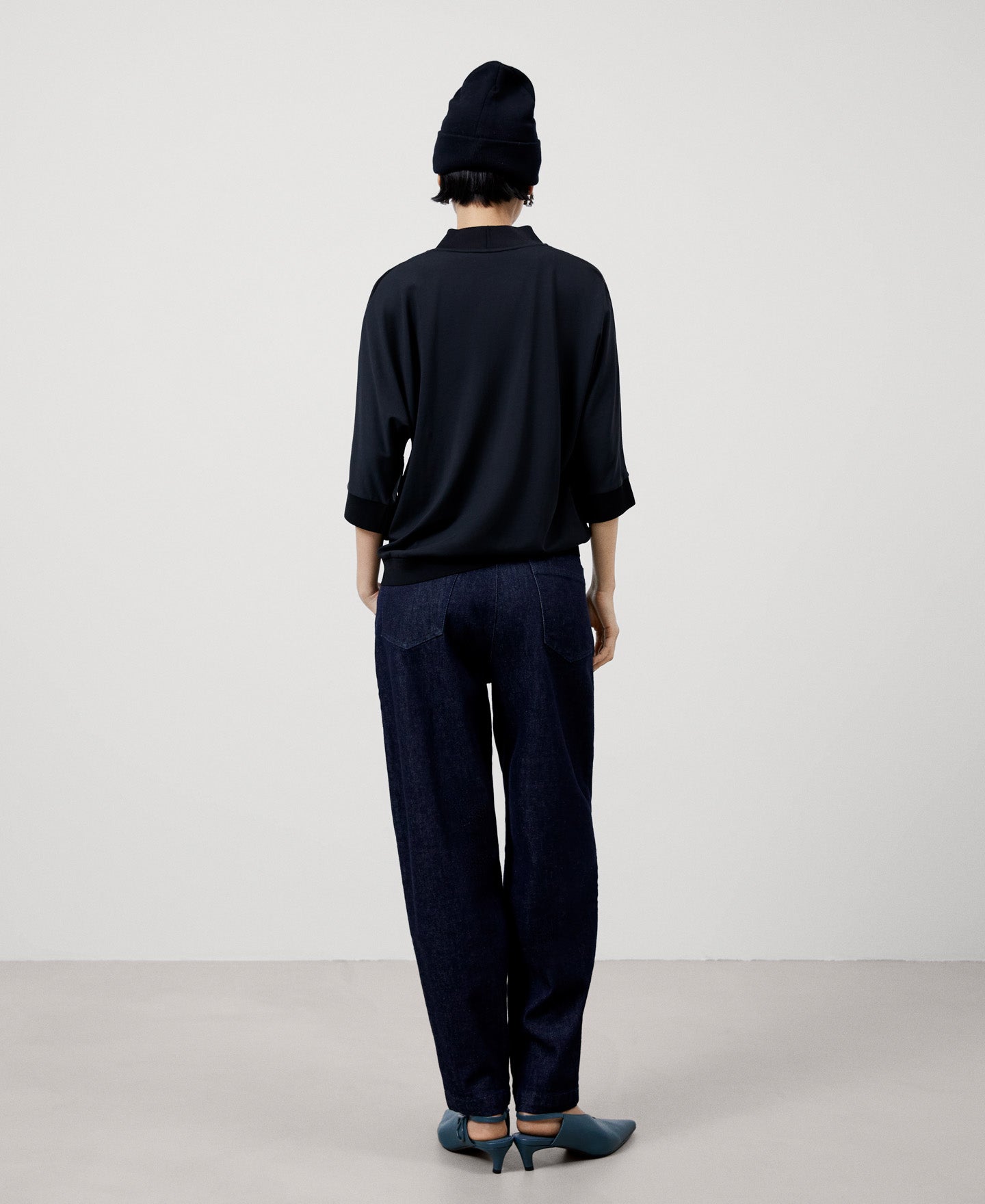 Black Viscose V-Neckline Blouse