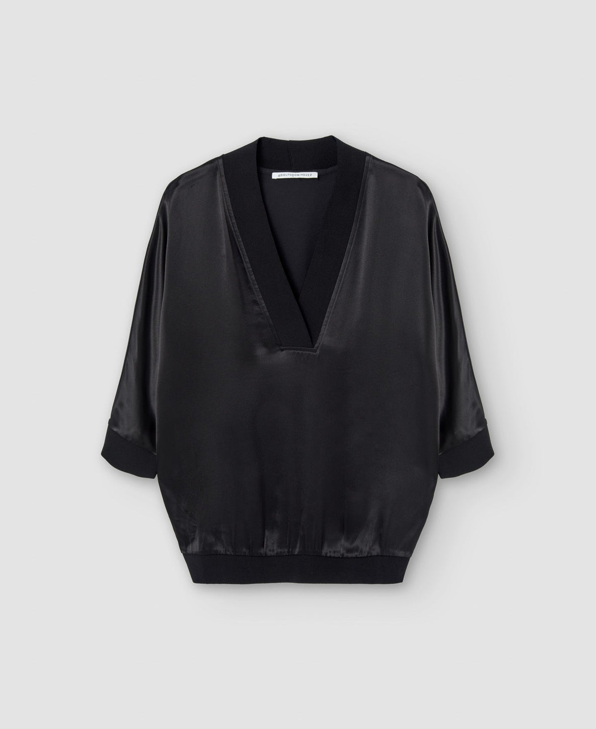 Black Viscose V-Neckline Blouse