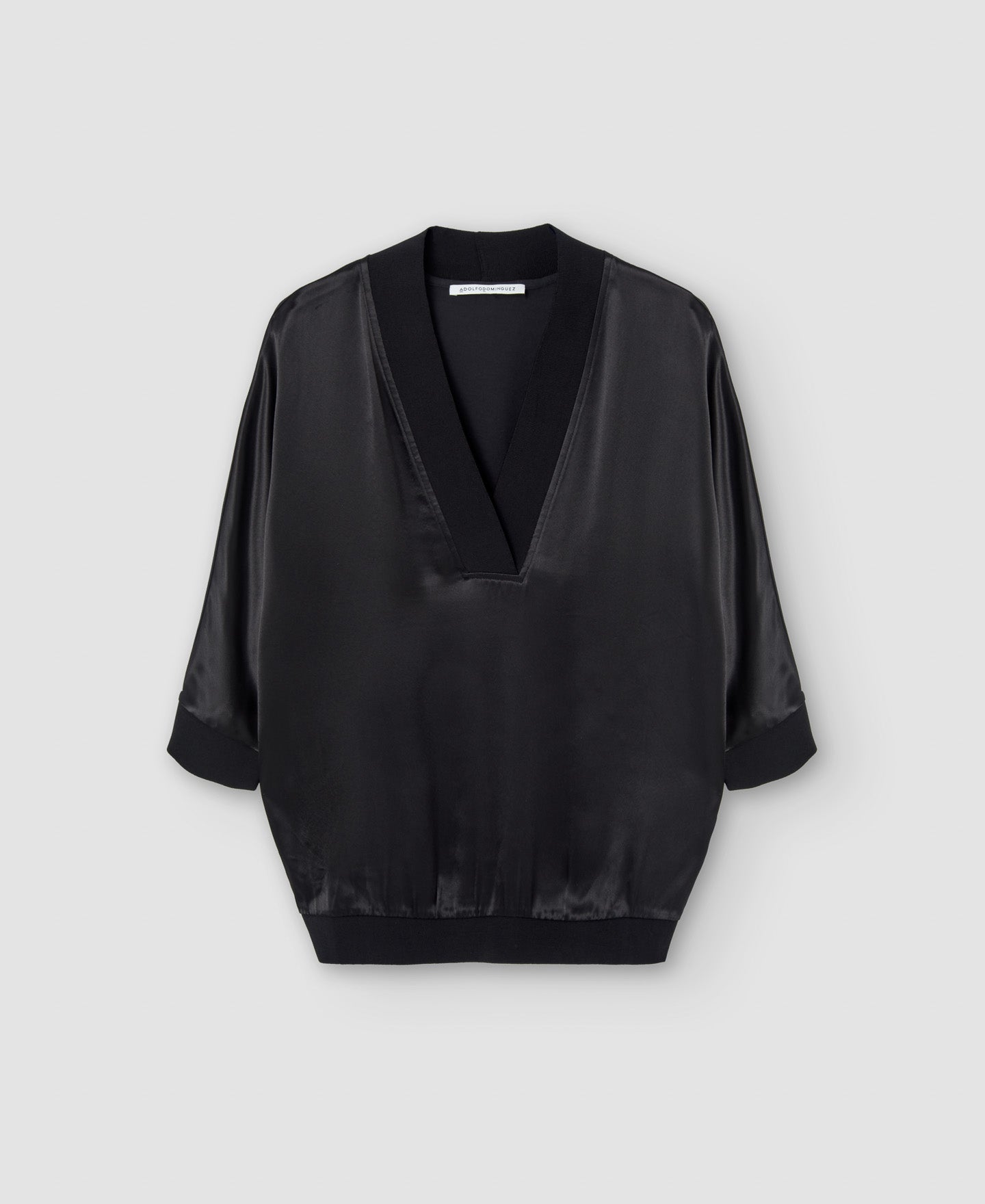 Black Viscose V-Neckline Blouse