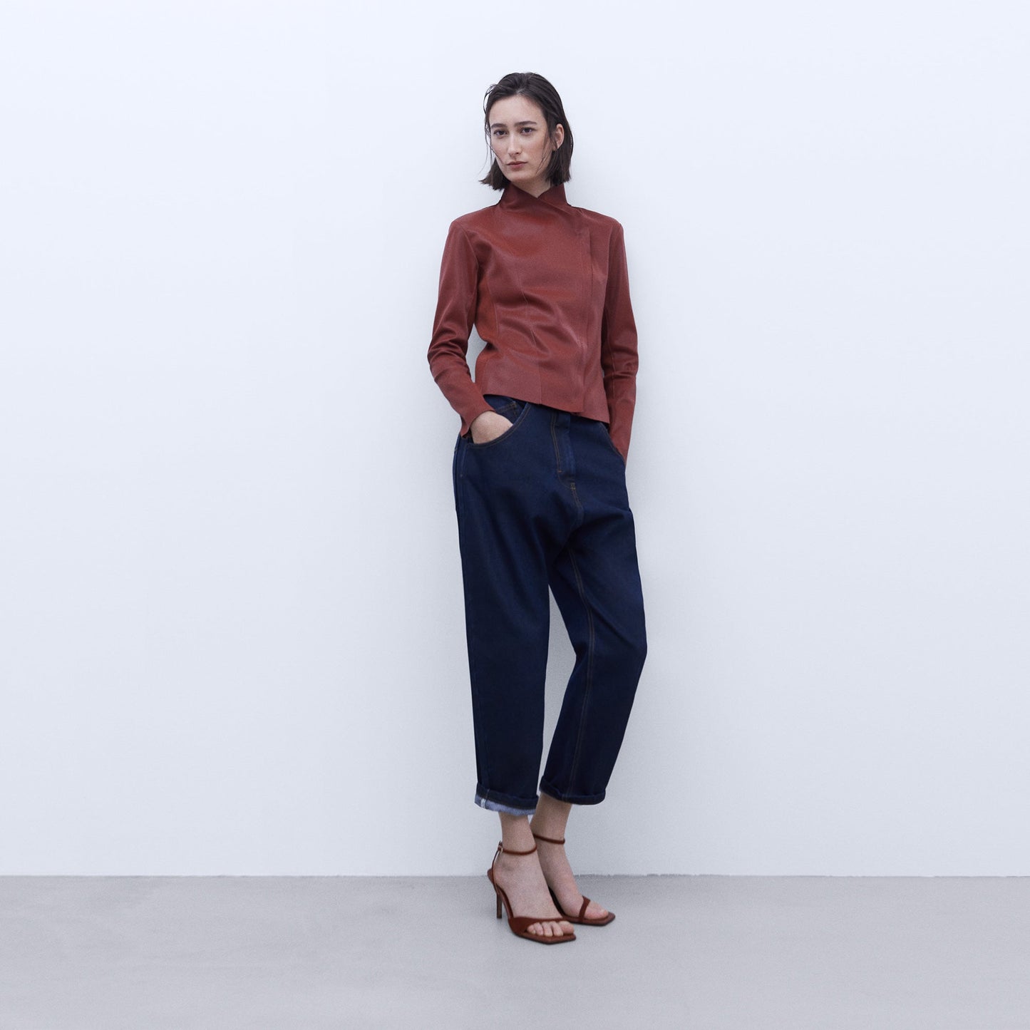 Terracotta Leather Moto Jacket