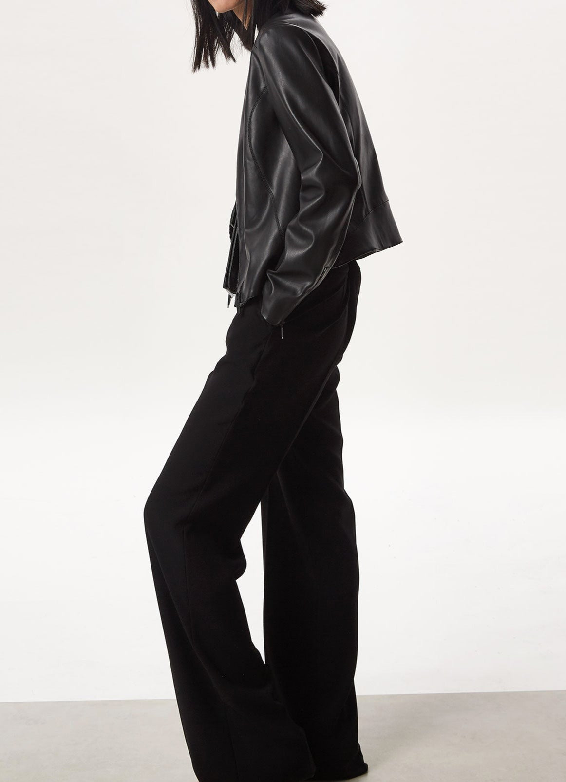 Black Recycled Material Slim Fit Jacket With Zipper