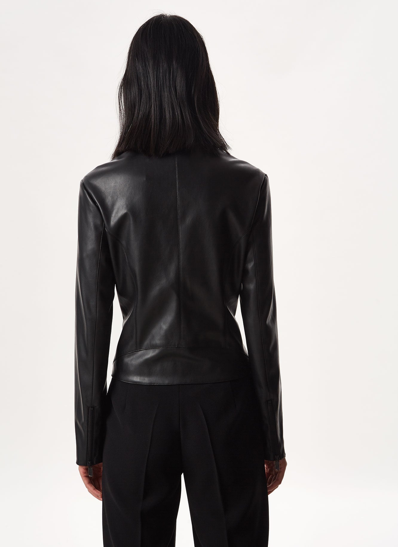 Black Recycled Material Slim Fit Jacket With Zipper