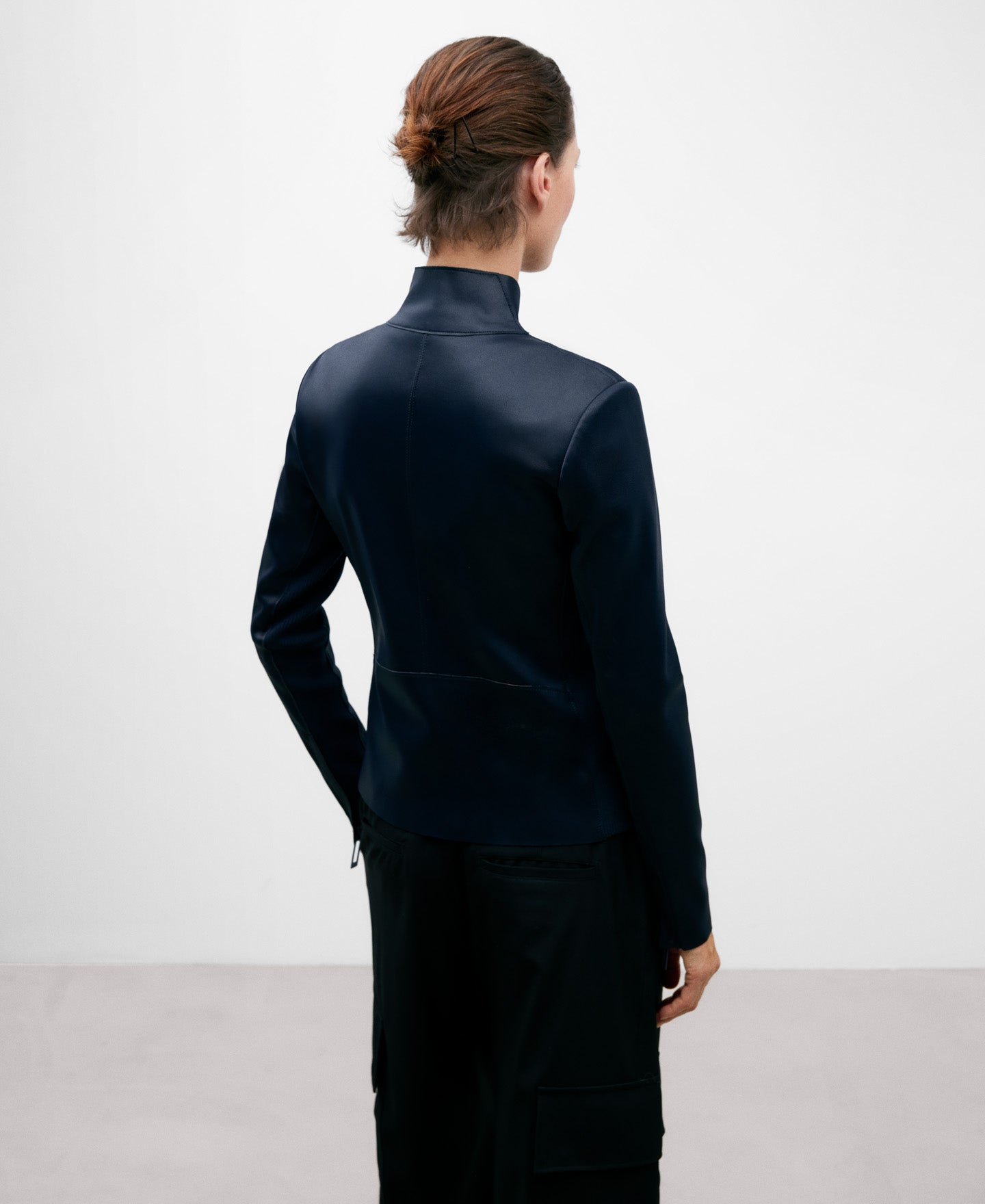 Navy Blue Fitted Jacket For Women