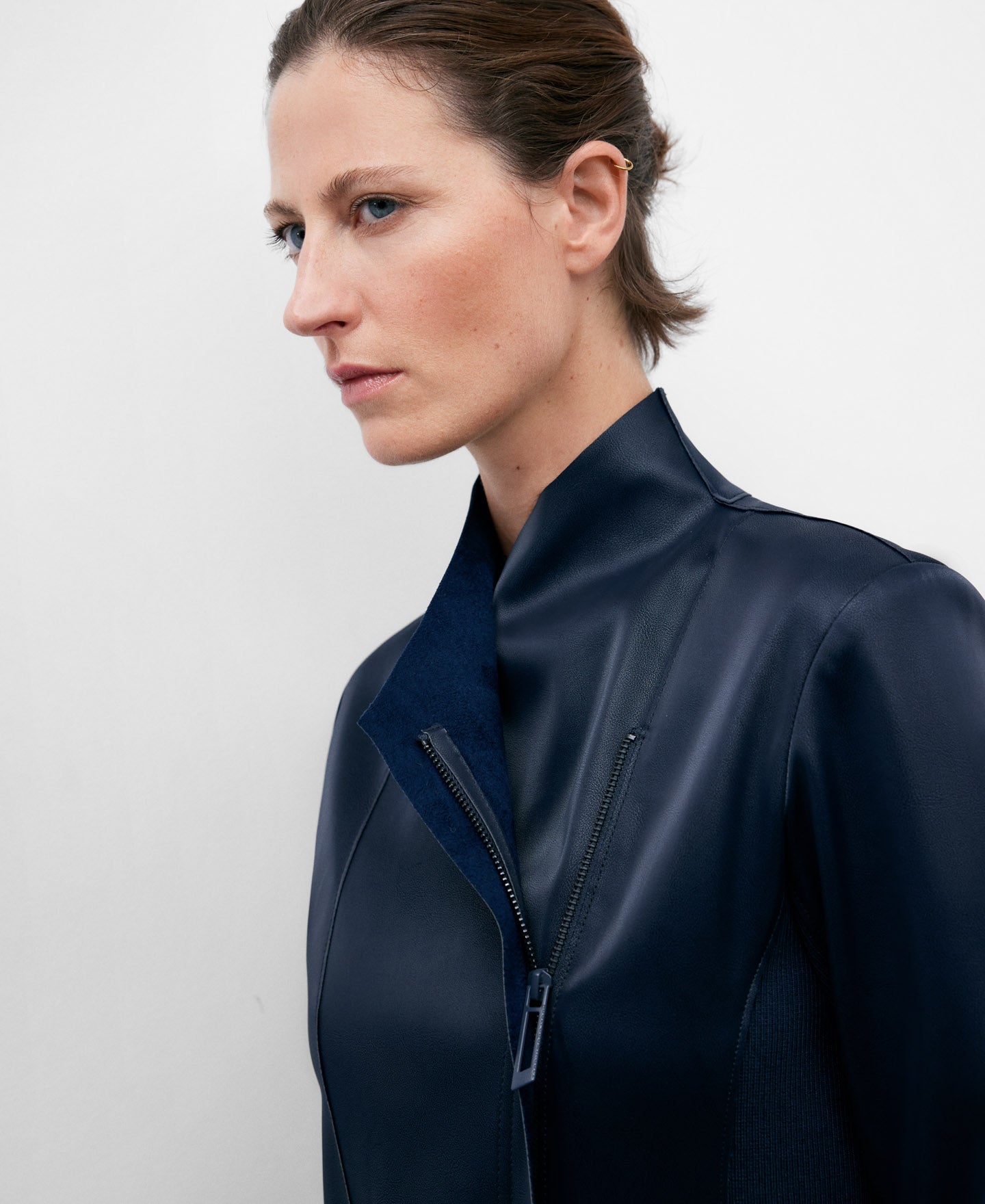Navy Blue Fitted Jacket For Women
