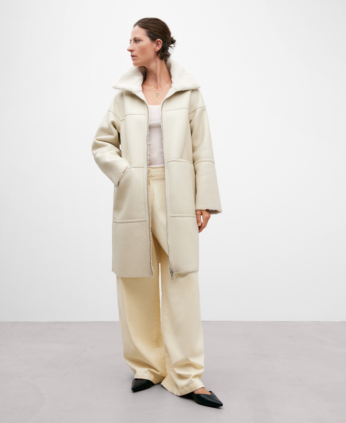 Leather Texture Long Coat For Women