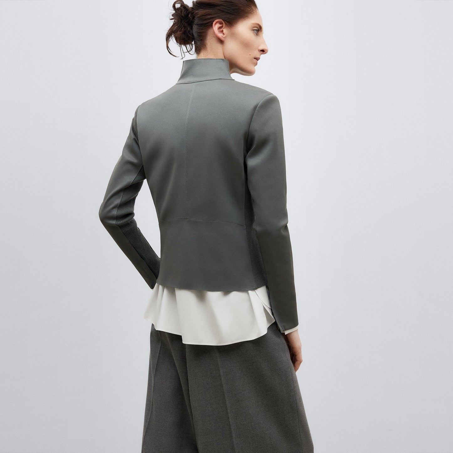 Dark Grey Fitted Biker Jacket