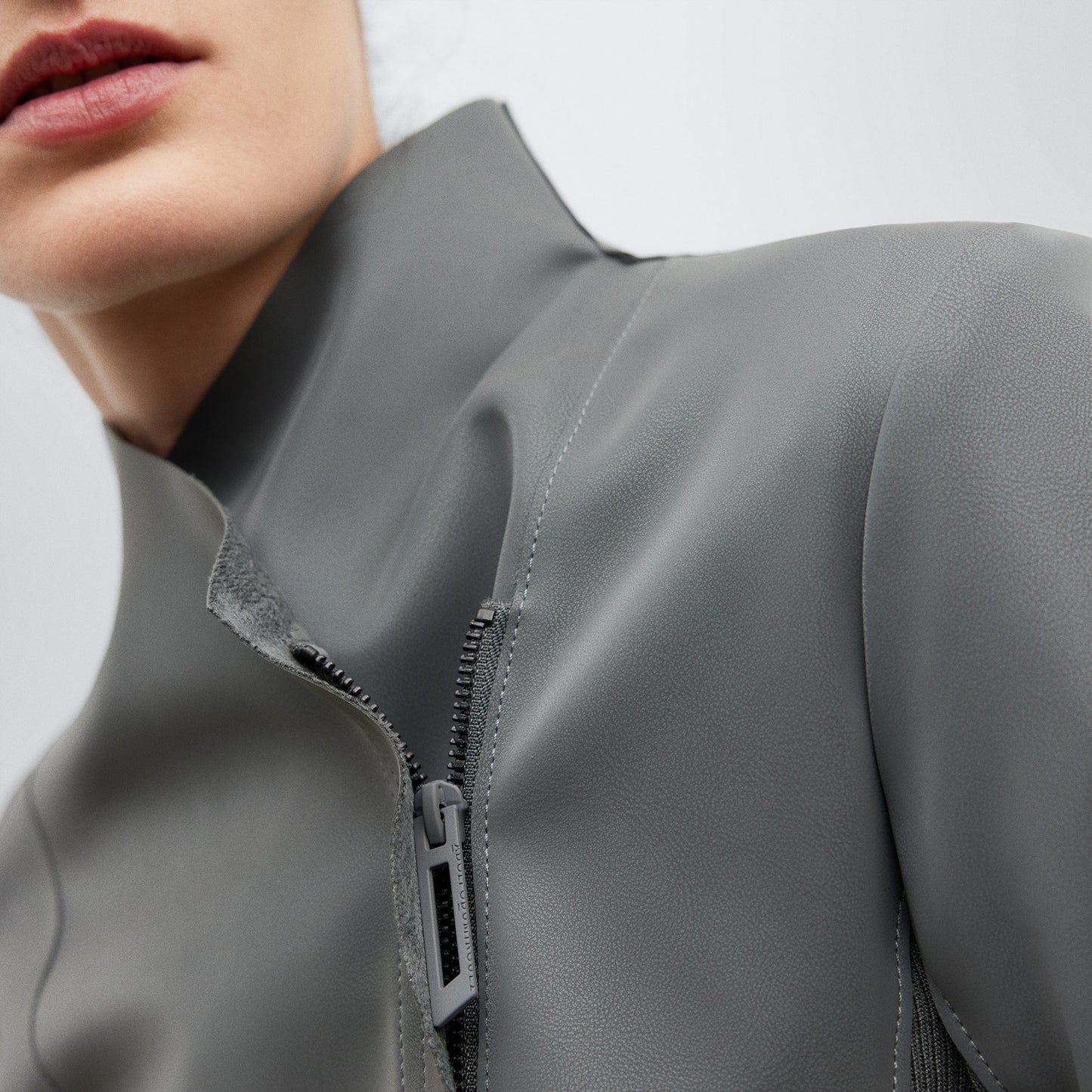 Dark Grey Fitted Biker Jacket