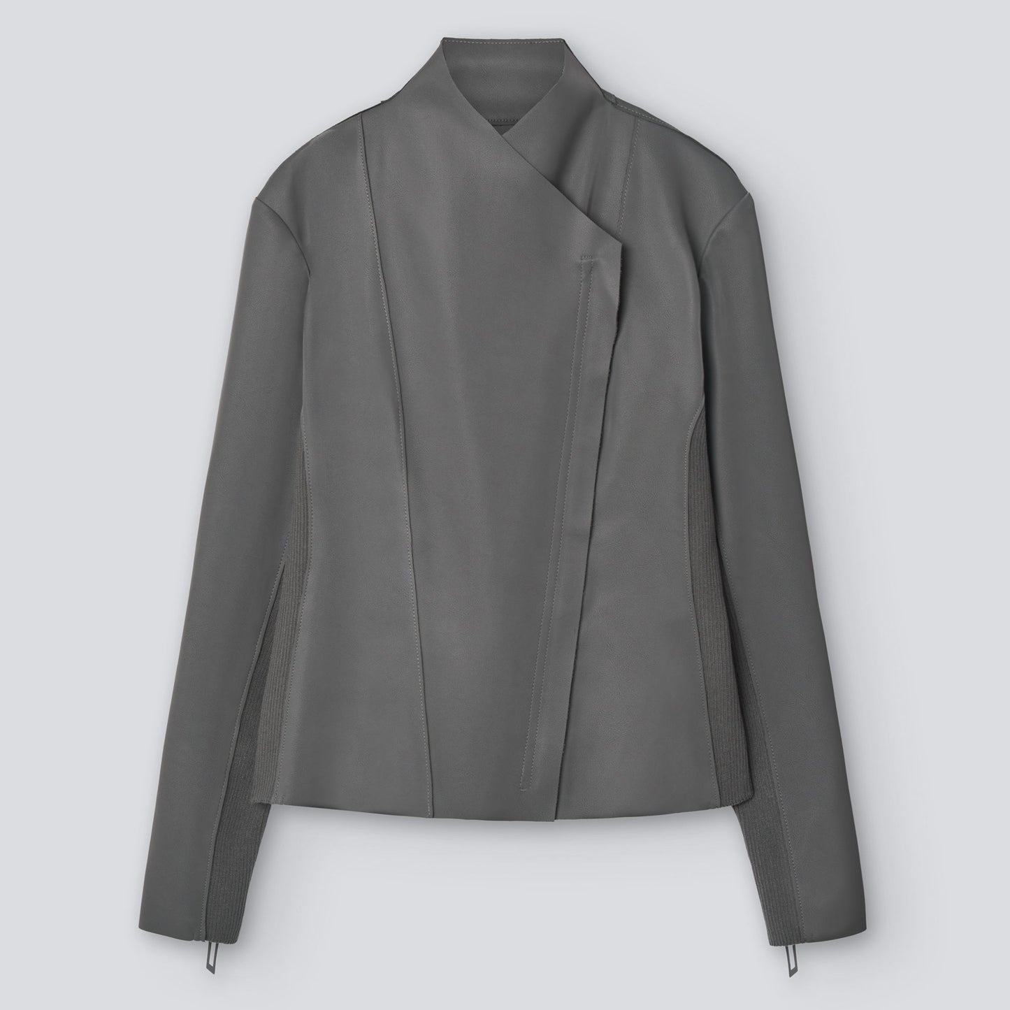 Dark Grey Fitted Biker Jacket