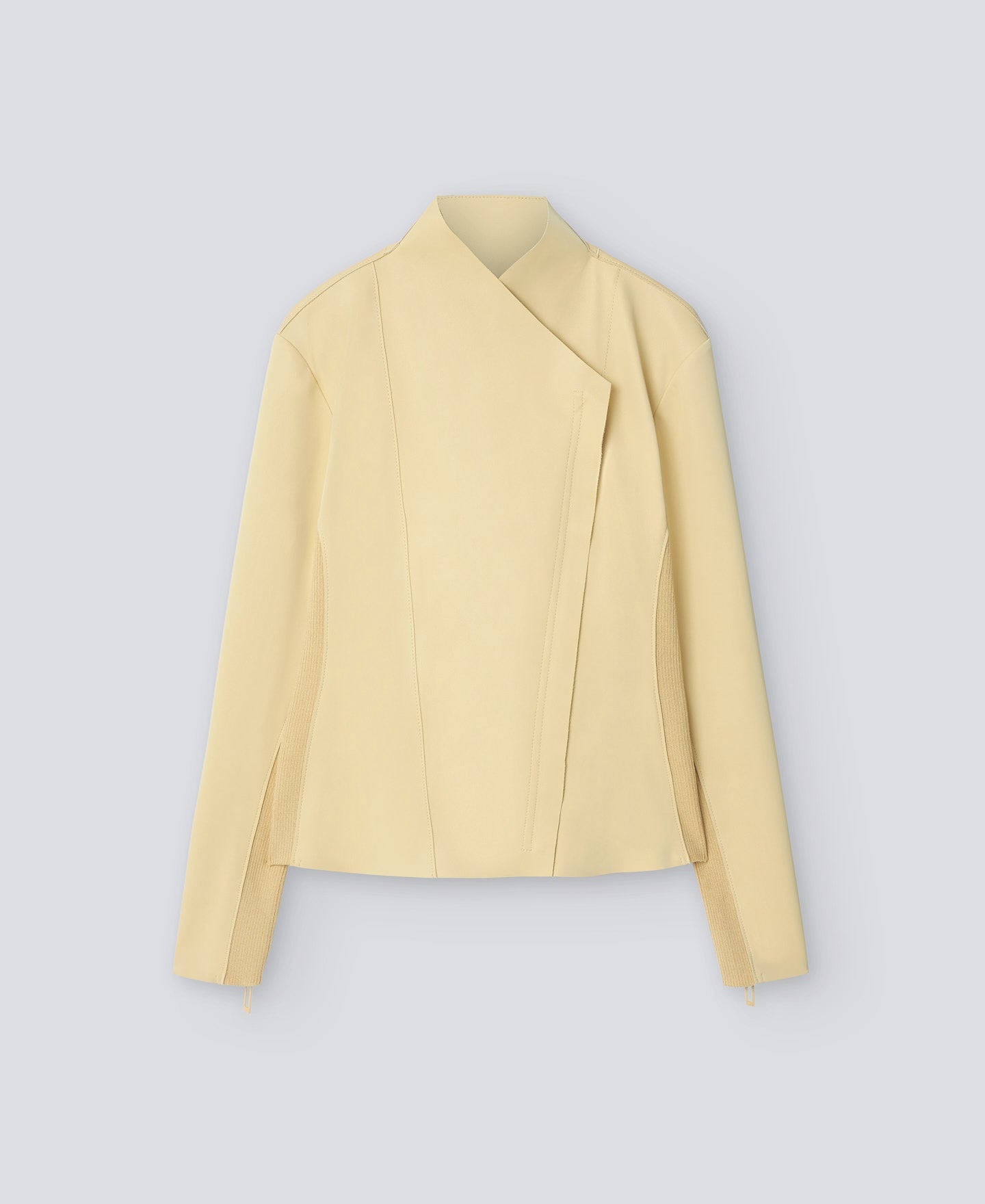 Light Yellow Fitted Biker Jacket