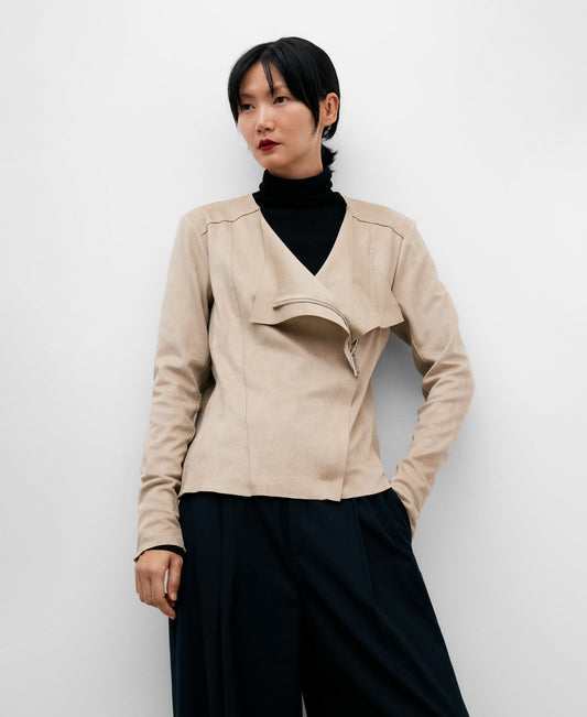 Crew Neckline Biker Jacket Woman