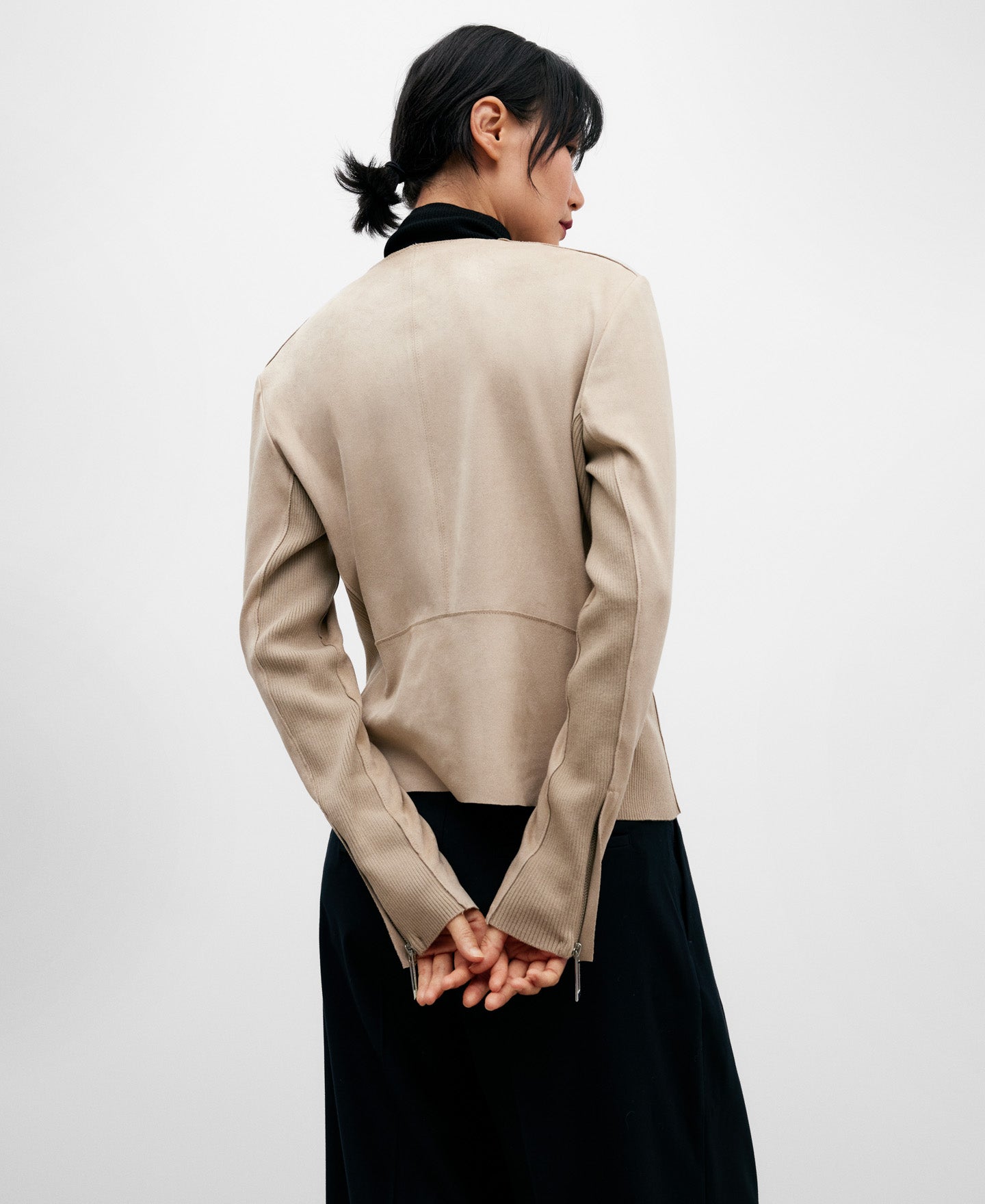 Crew Neckline Biker Jacket Woman