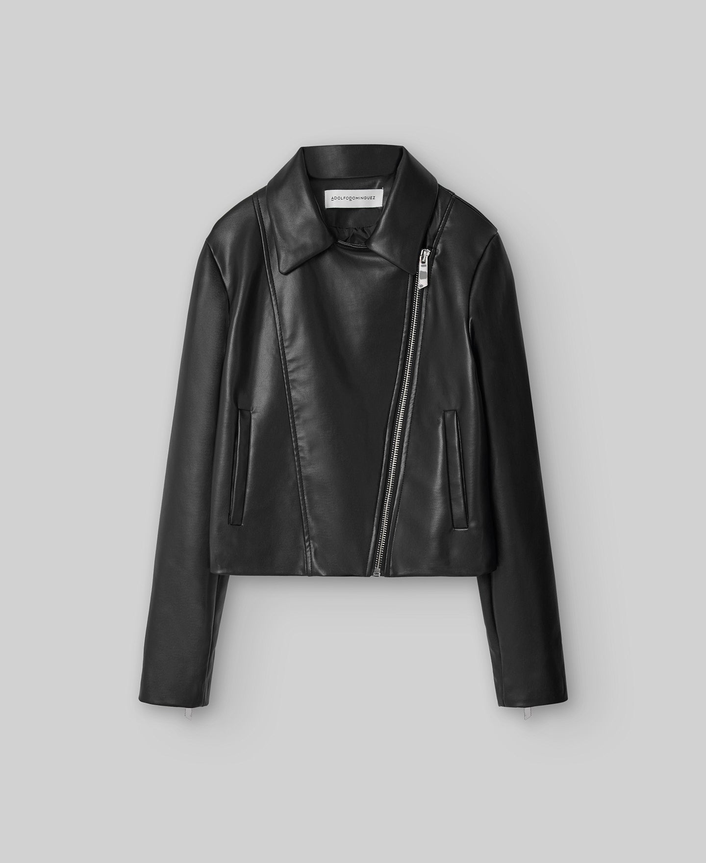 Leather-Non-Leather biker jacket woman in black