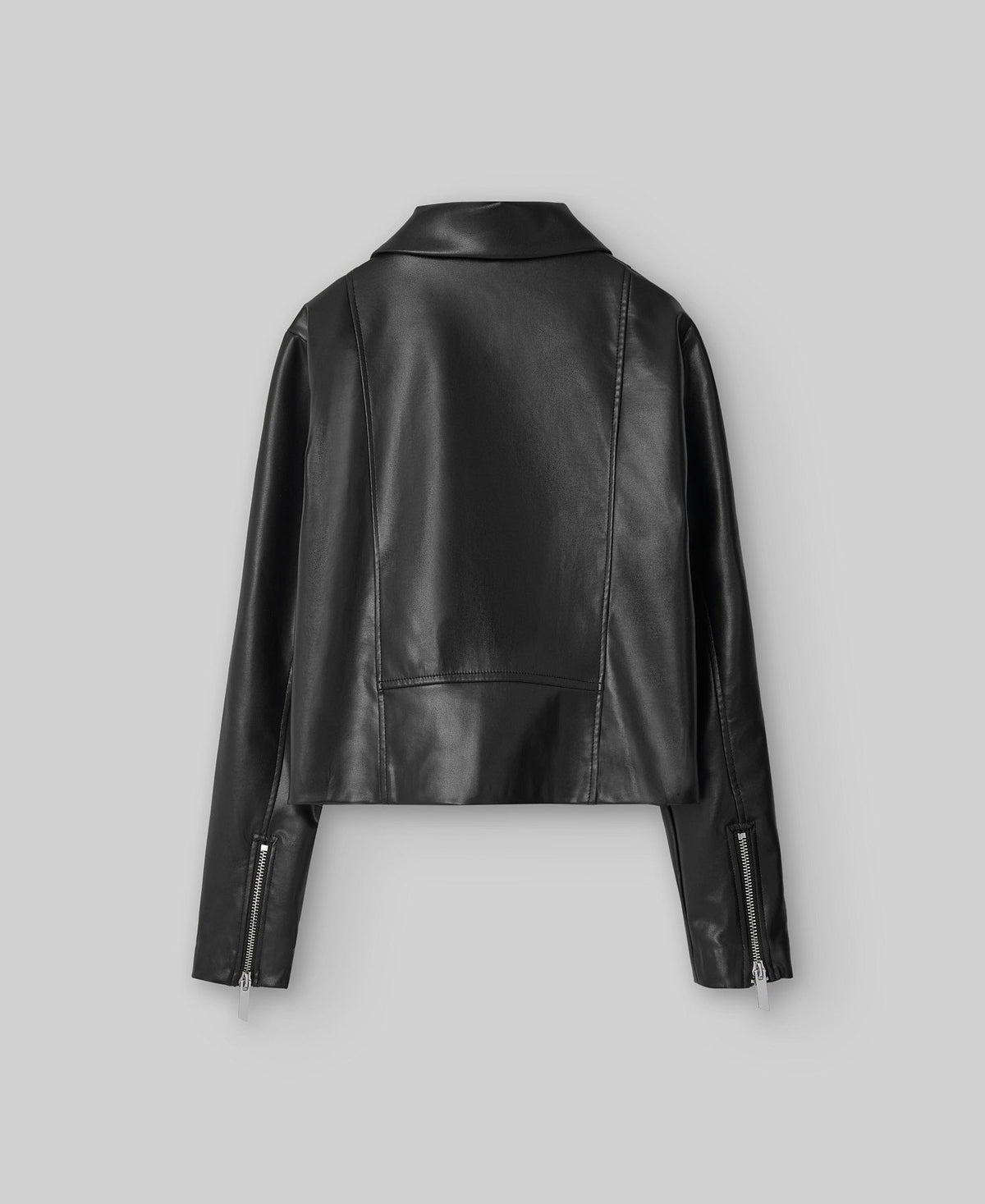 Leather-Non-Leather biker jacket woman in black