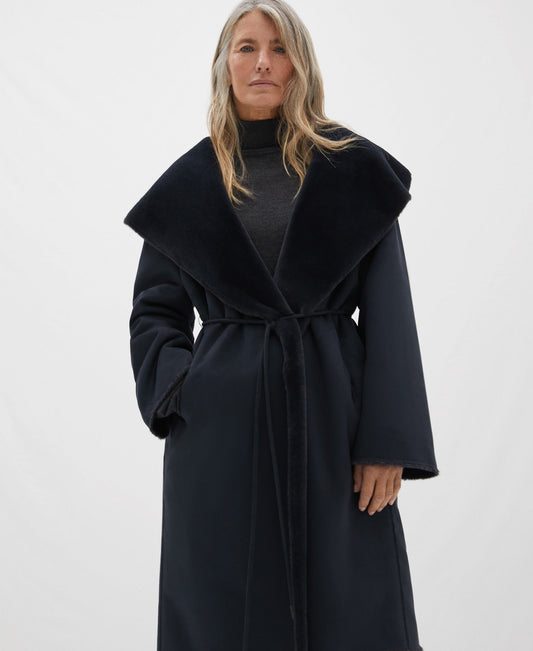 Light Grey Wrap-Around Coat With Shawl Collar