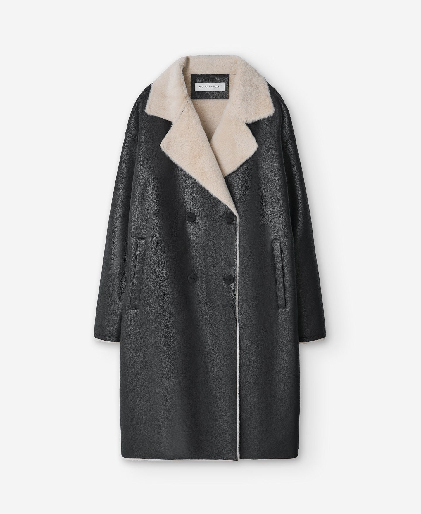 Black Coat Leather Texture Women