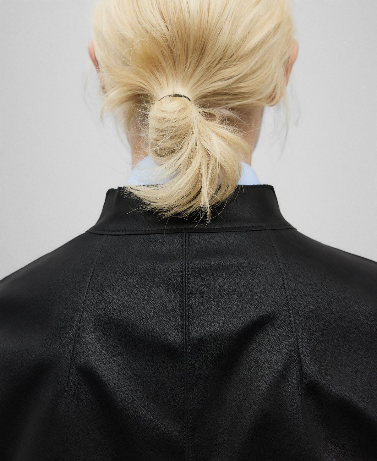Leather-Non-Leather fitted jacket woman in black
