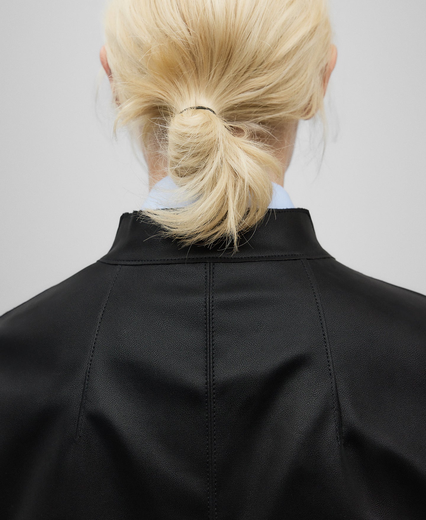 Leather-Non-Leather fitted jacket woman in black