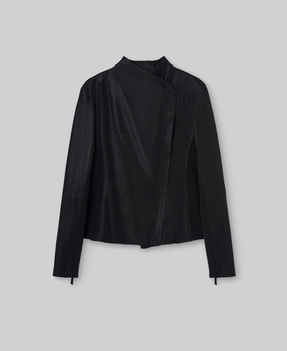 Leather-Non-Leather fitted jacket woman in black