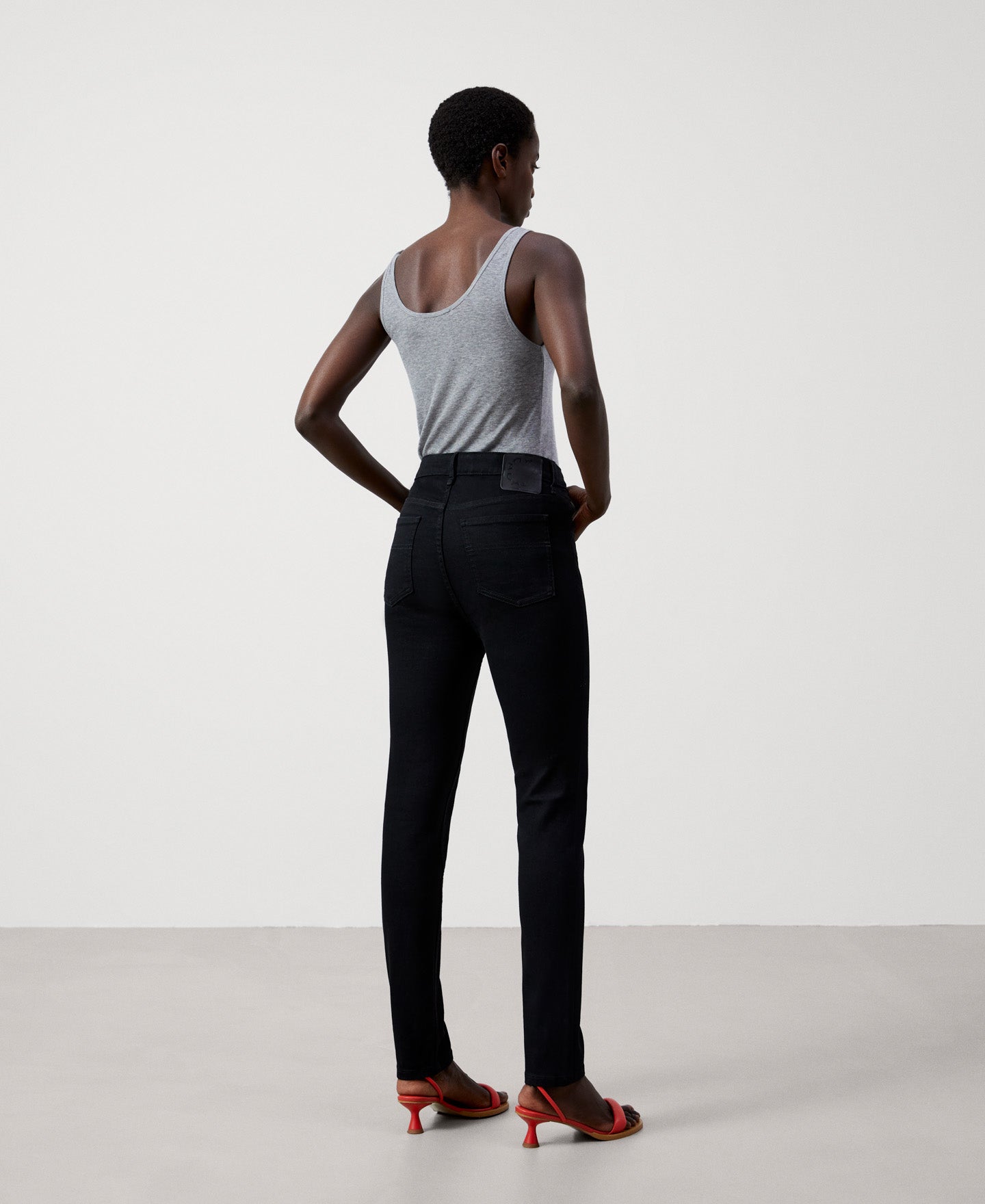 Black Cotton Fabric Skinny Trousers