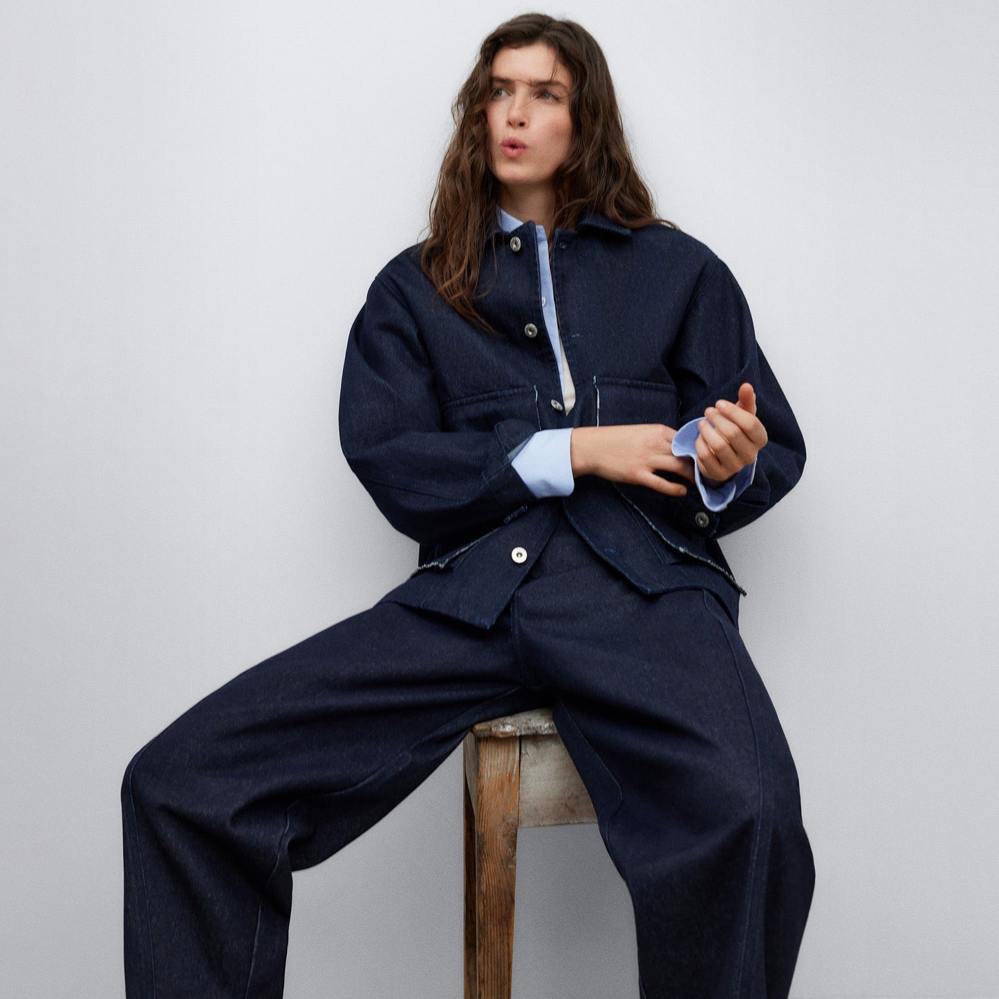 Denim Blue Organic Cotton Banana Trousers