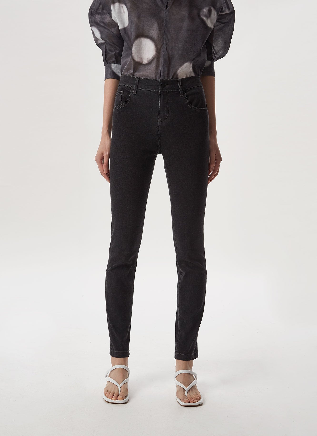 Grey High Rise Cigarette Jeans