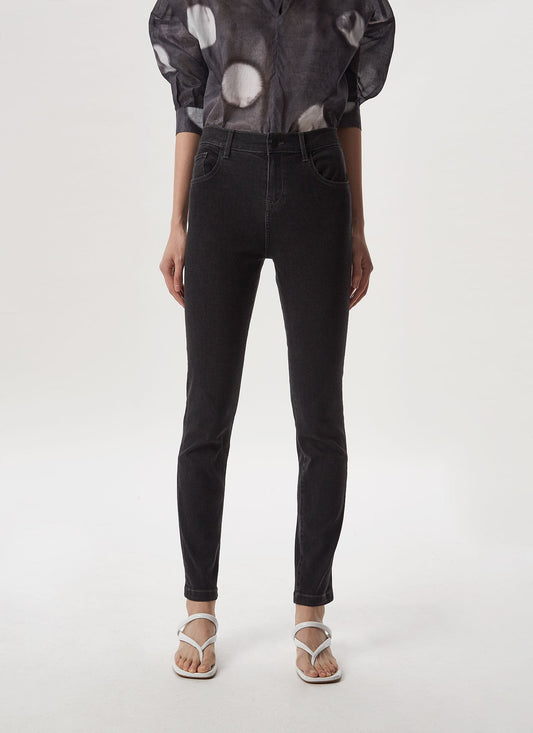 Grey High Rise Cigarette Jeans