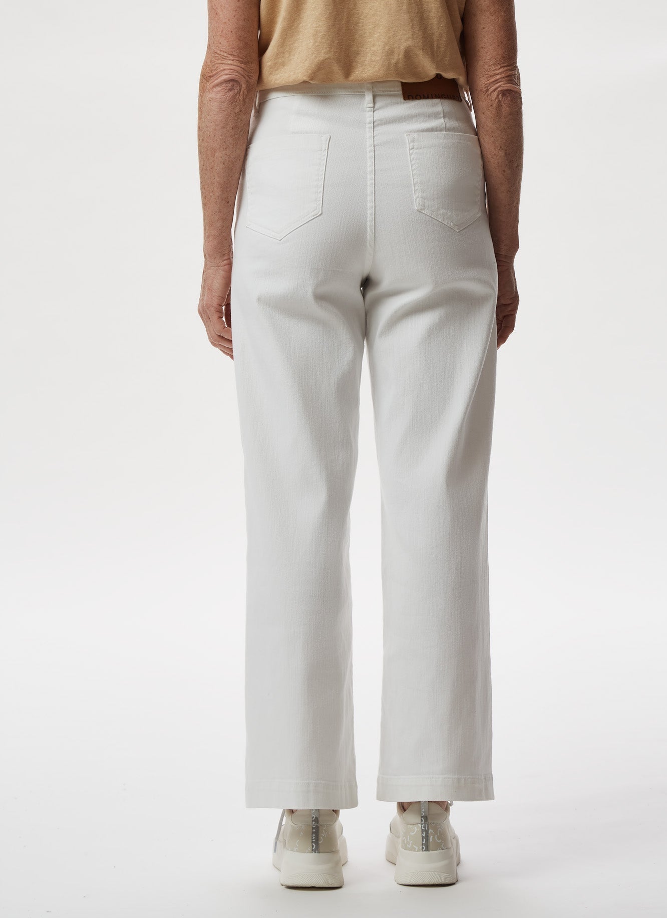 Ecru Elastic Cotton Denim Trousers