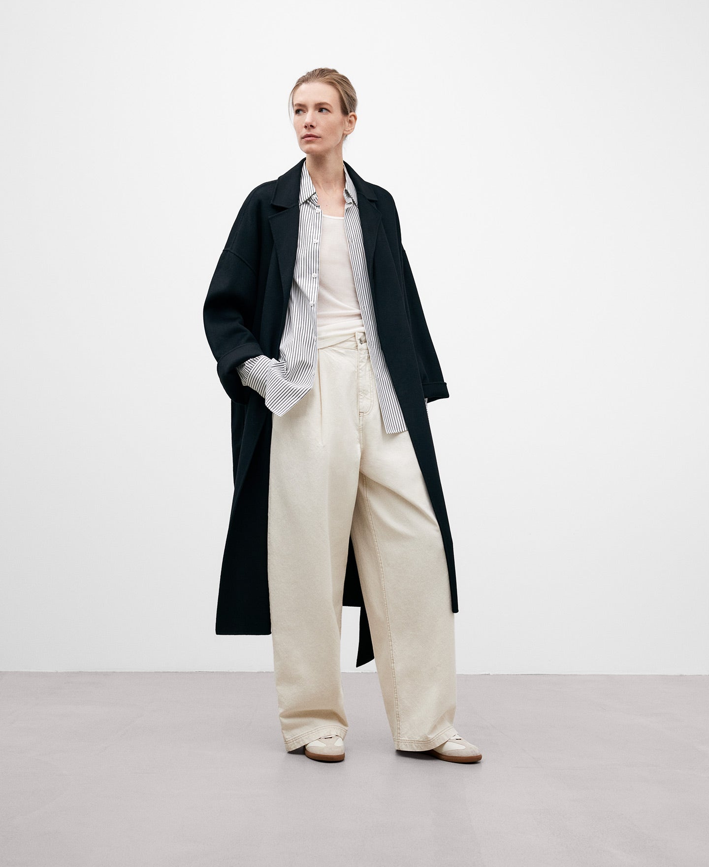 Wide White Denim Trousers For Women