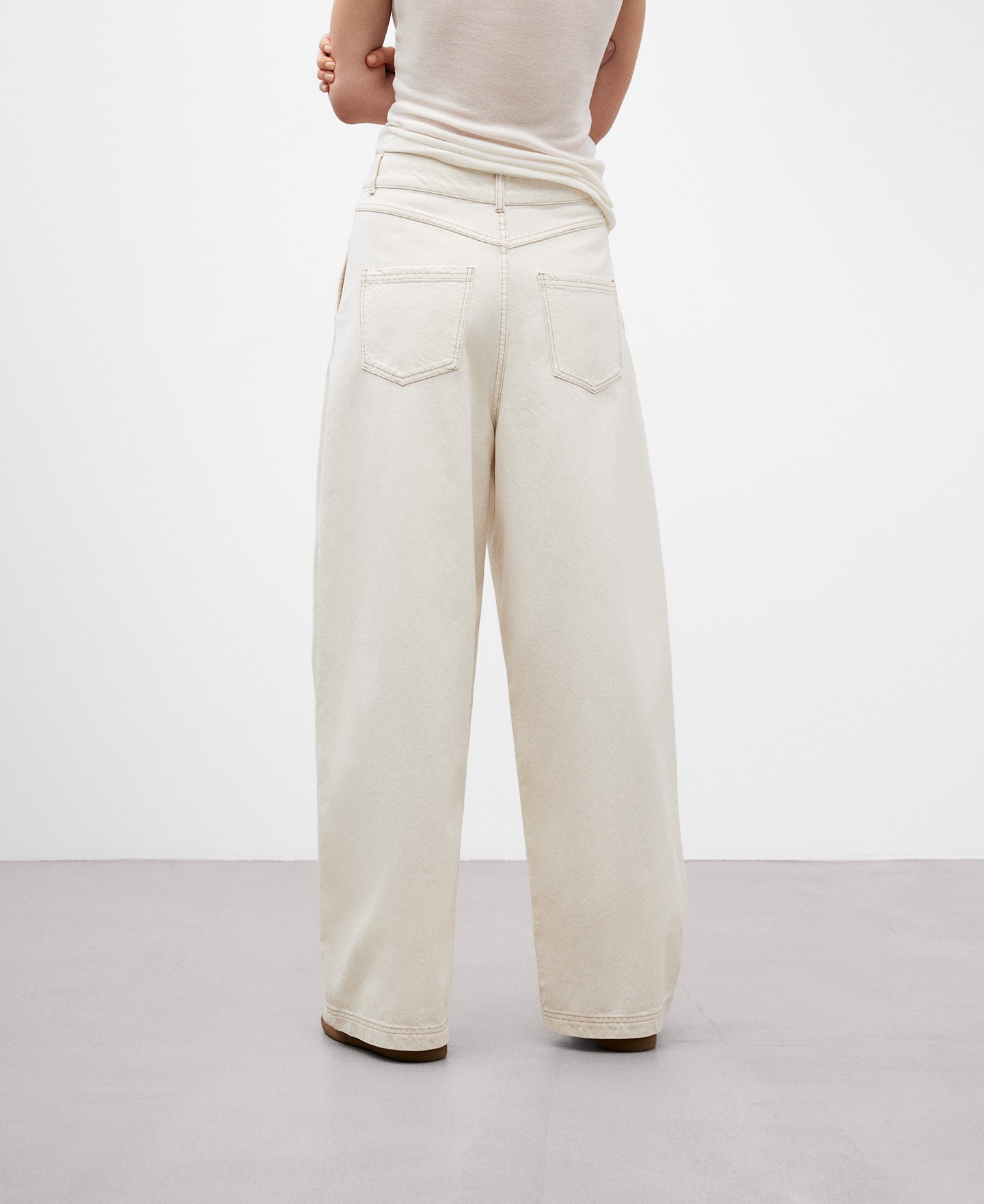 Wide White Denim Trousers For Women