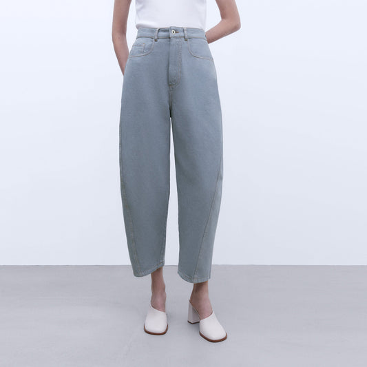 Grey Cotton Banana Fit Jeans