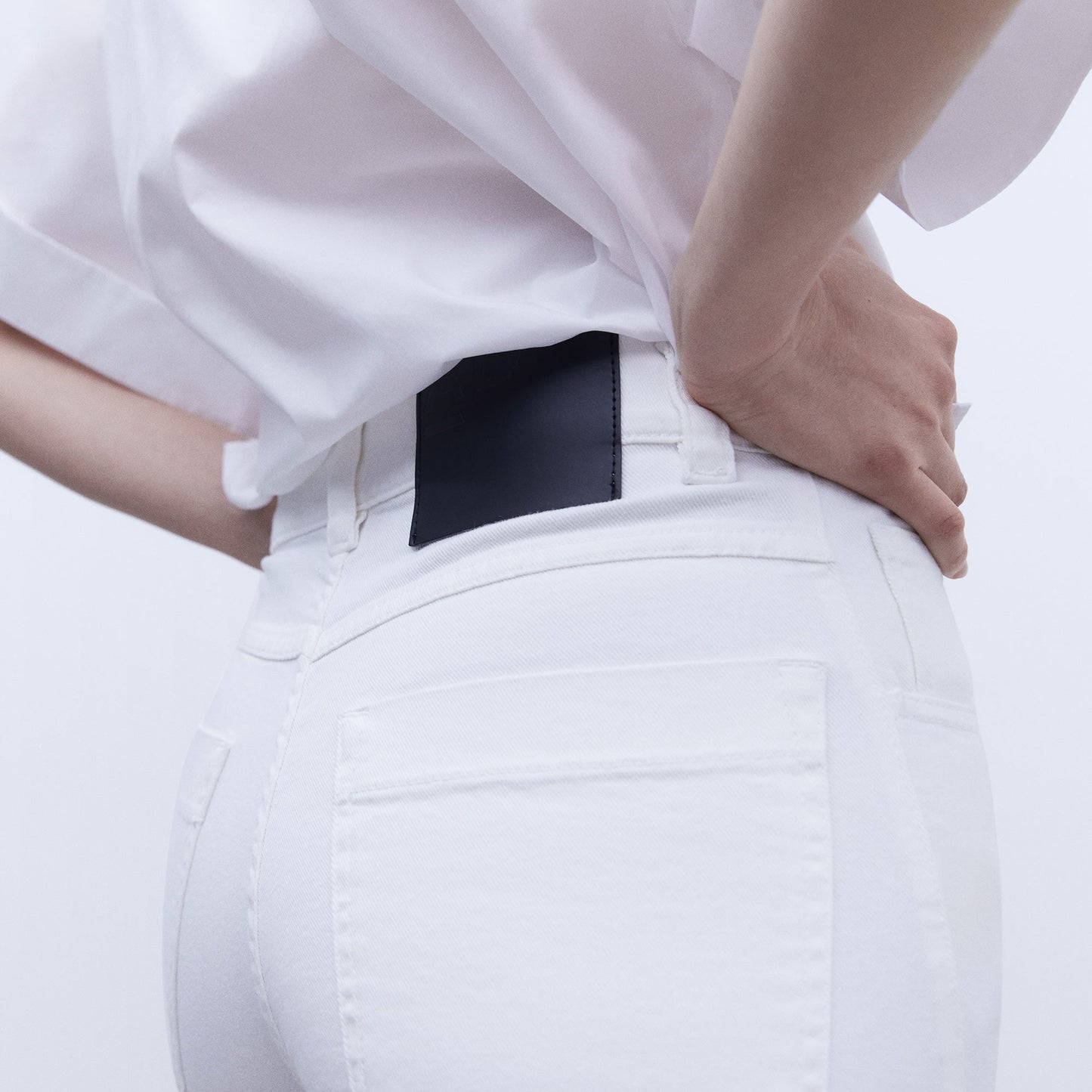 White Denim Trousers with Five Pockets