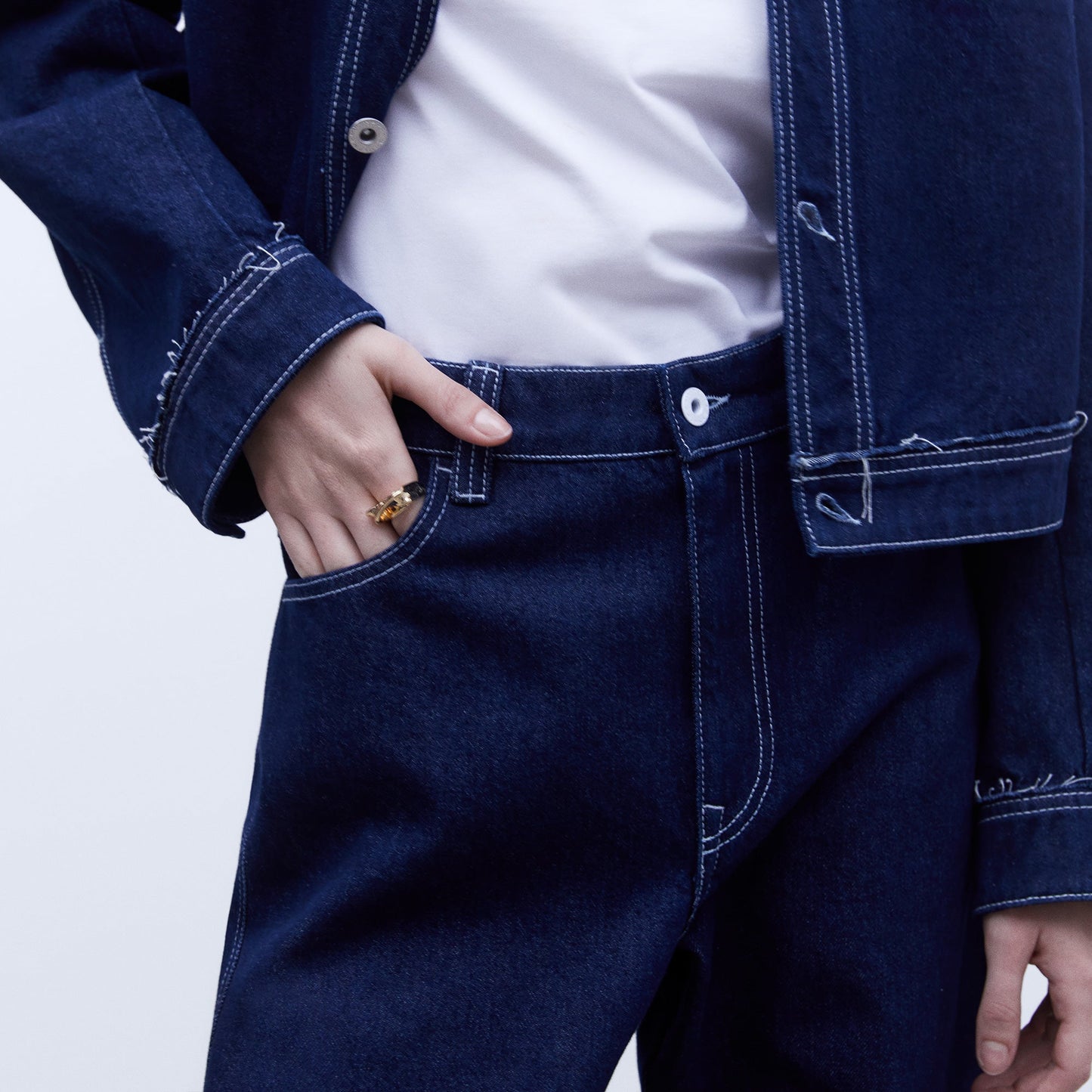 Denim Blue Wide-Leg Jeans