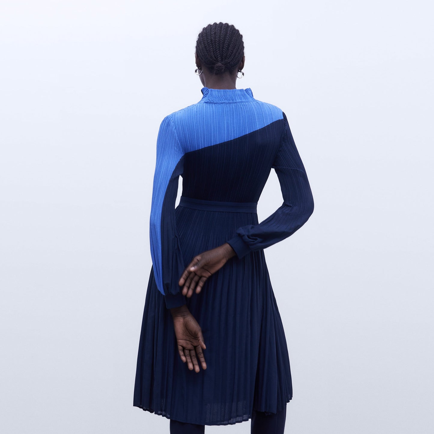 Crinkle Dress - Blue Bicolor