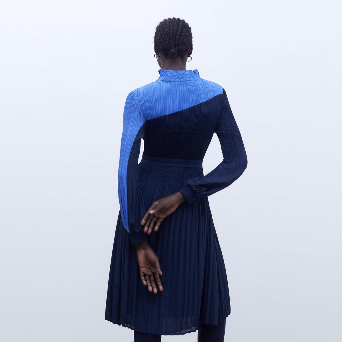 Crinkle Dress - Blue Bicolor