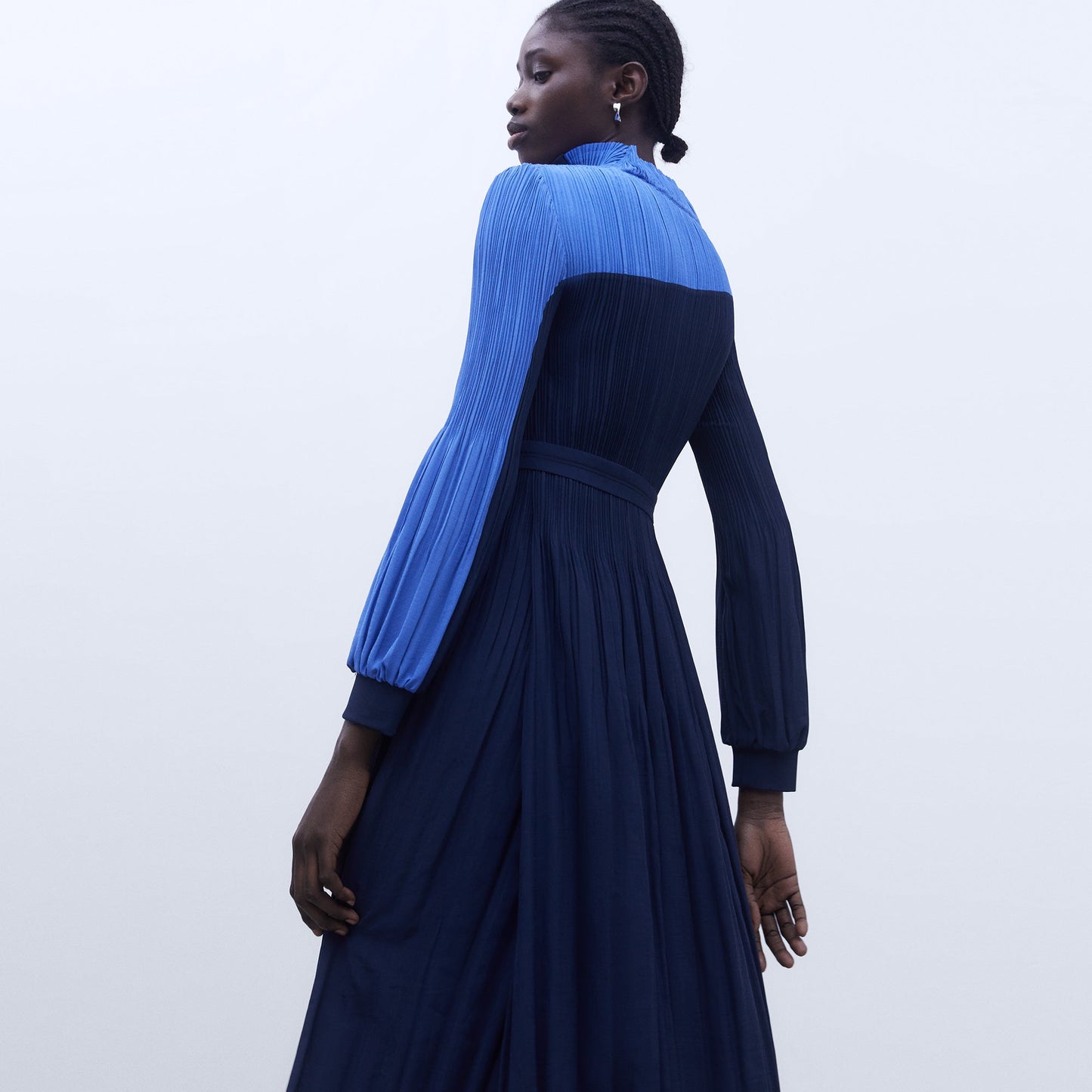 Crinkle Dress - Blue Bicolor