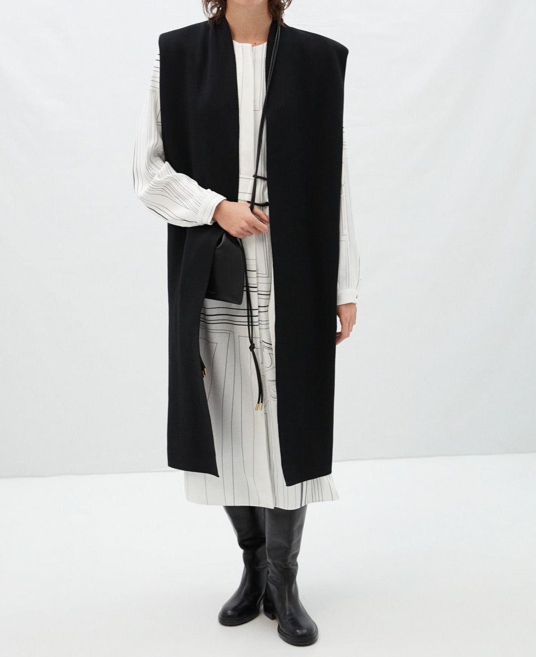 White And Black Printed Shirt Dress