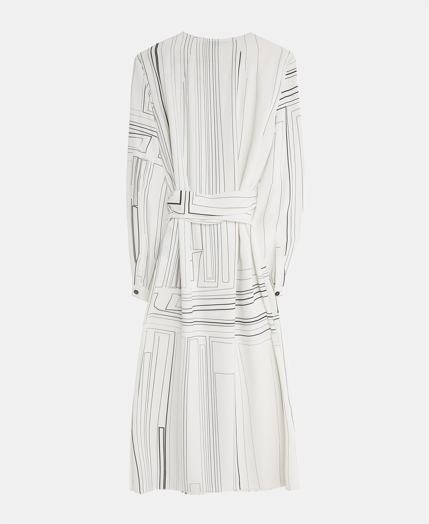 White And Black Printed Shirt Dress
