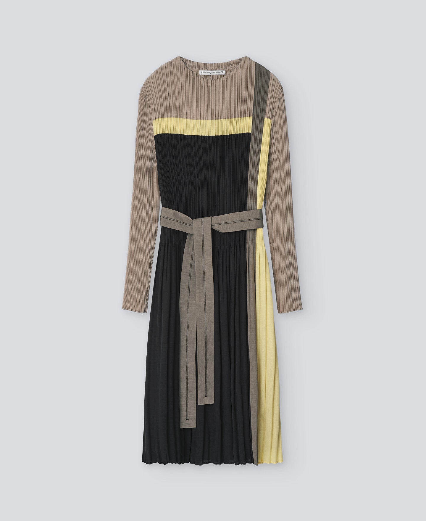 Yellow Recycled Polyester Crinkle Dress