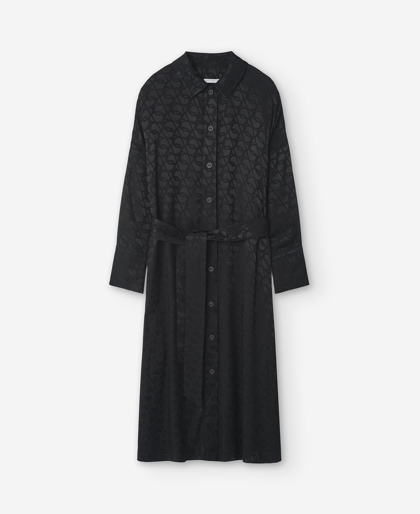 Shirt-Like Jacquard Dress in Black