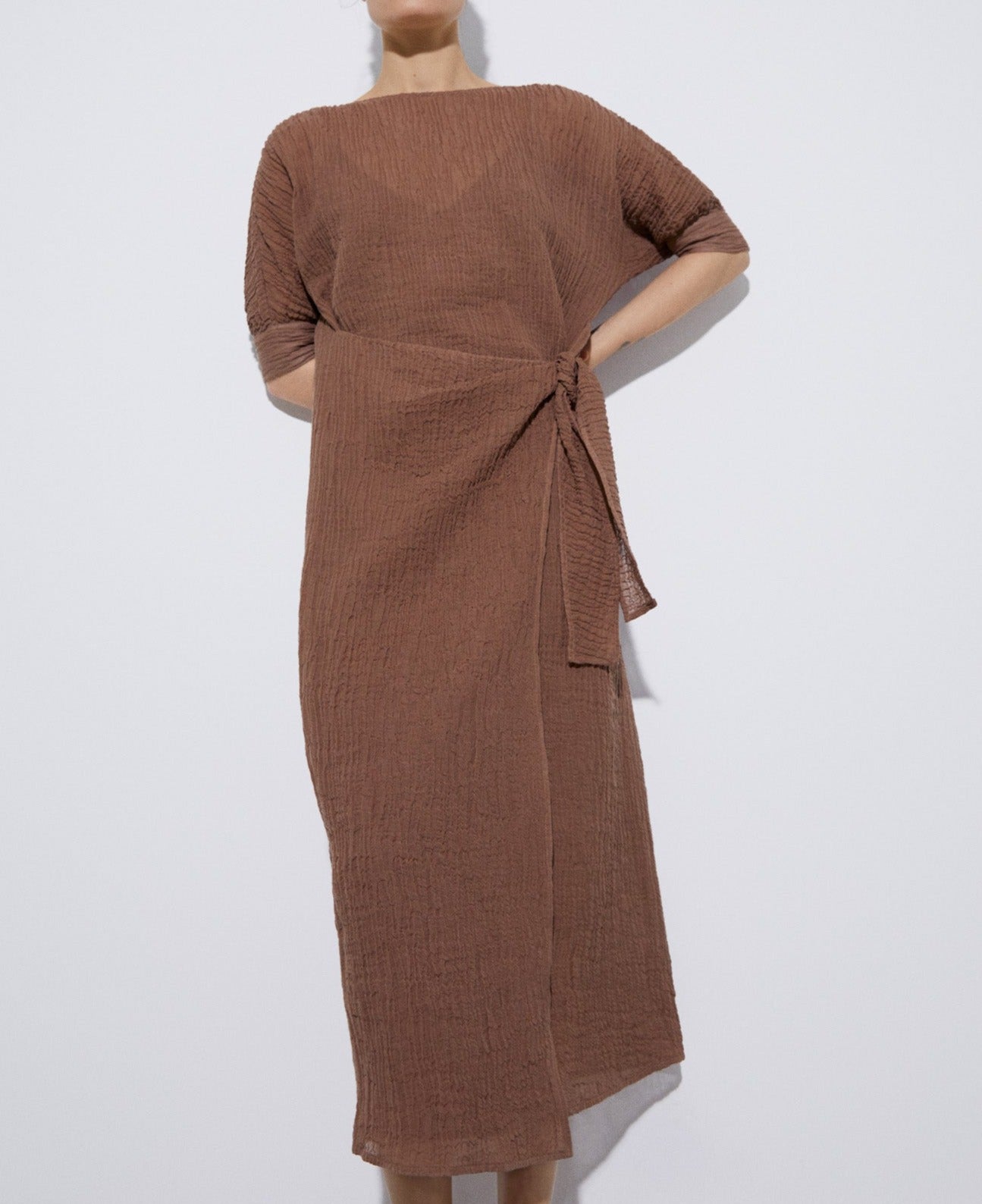Chesnut Brown Ramie And Cotton Dress