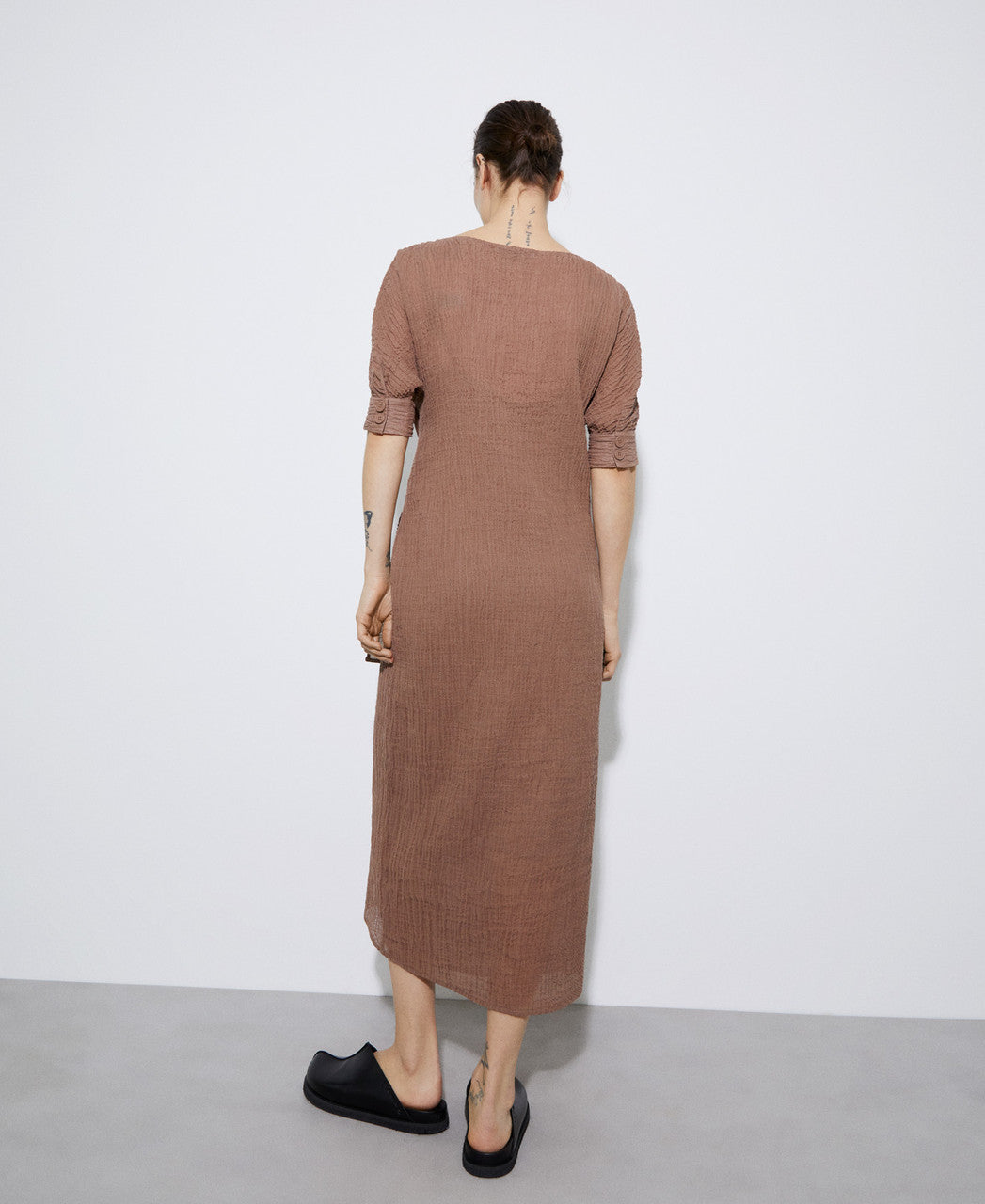 Chesnut Brown Ramie And Cotton Dress