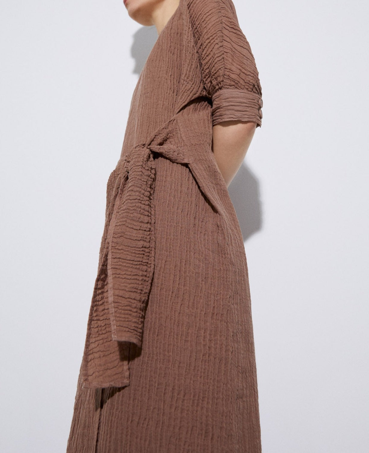 Chesnut Brown Ramie And Cotton Dress