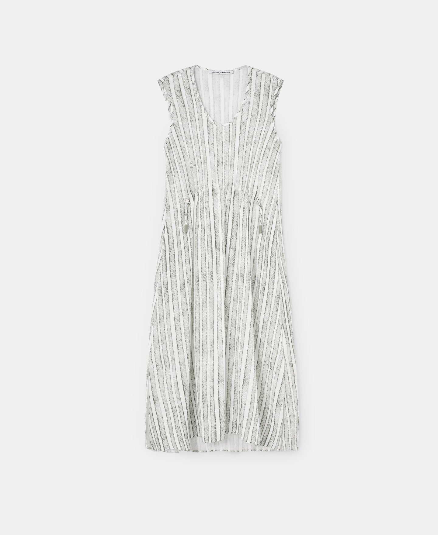 Striped Midi Dress In Linen And Cotton
