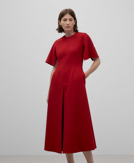 Midi Flared Dress in Red