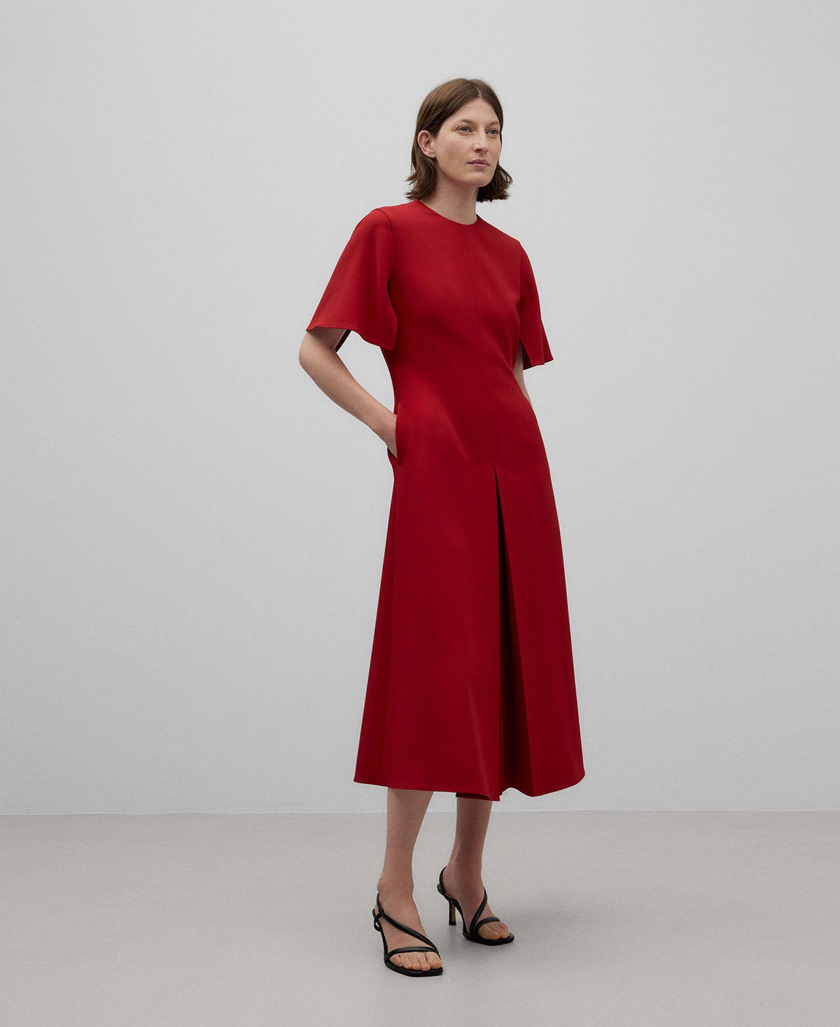Midi Flared Dress in Red