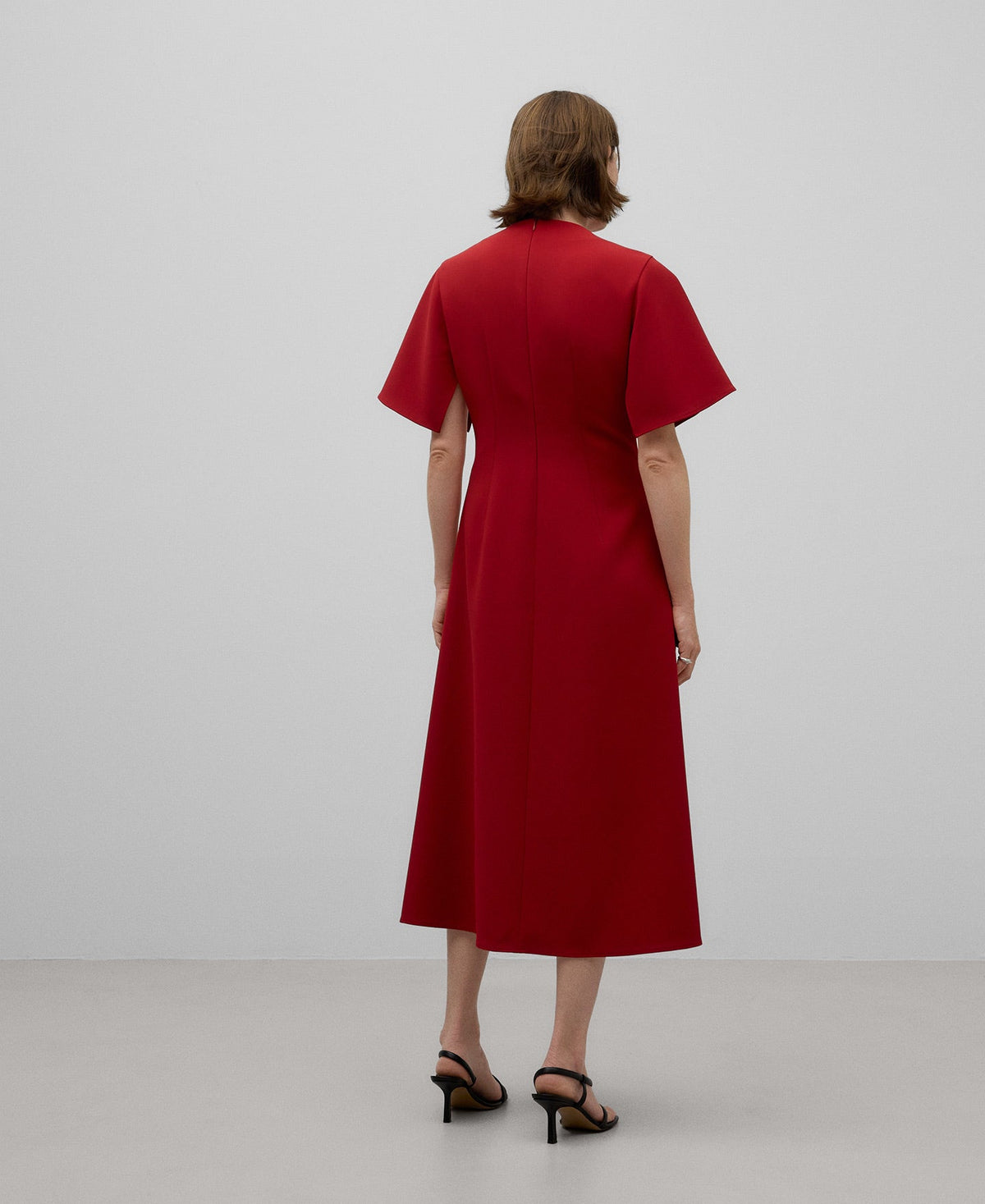Midi Flared Dress in Red