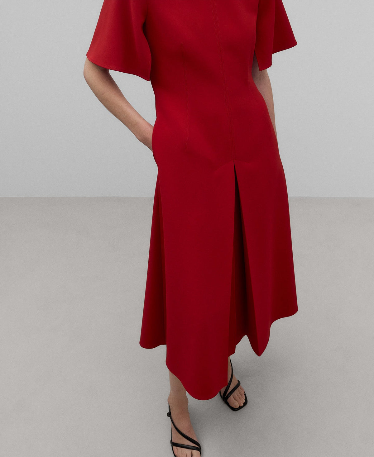 Midi Flared Dress in Red