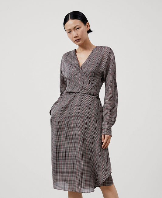 Check Viscosa Wrap Dress